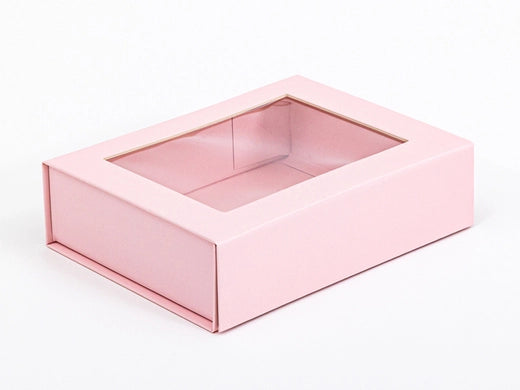 Roze doos magnetisch met venster 203x152x55 mm 1 stuks