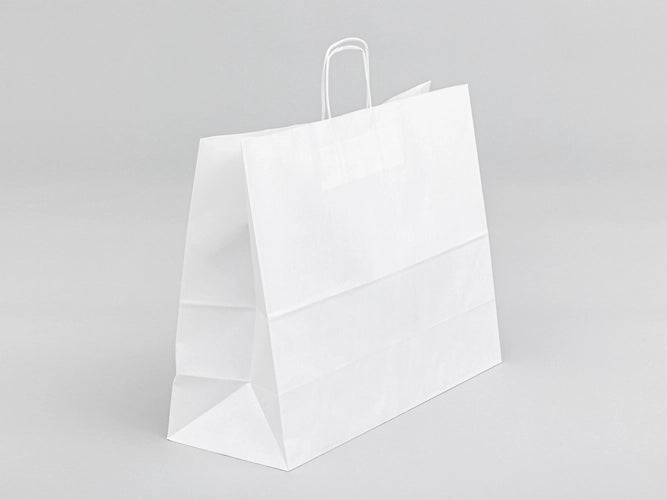 Wit torba papierowa met gedraaide handgreep 500x180x390mm 150 stuks