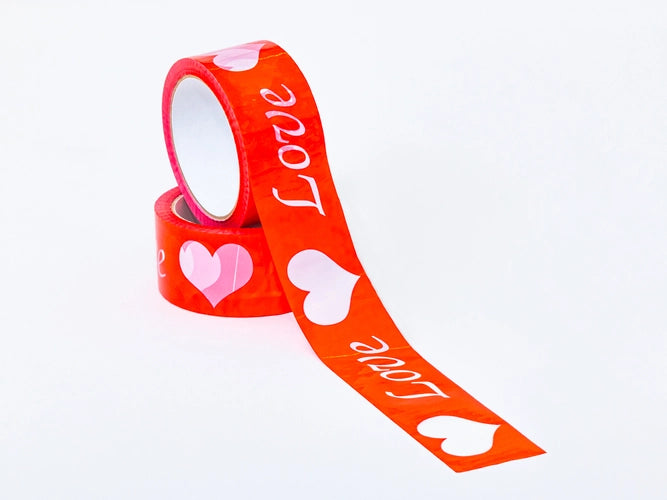 Rode valentijnstape met opdruk Love 48mm/60m - 1 stuks