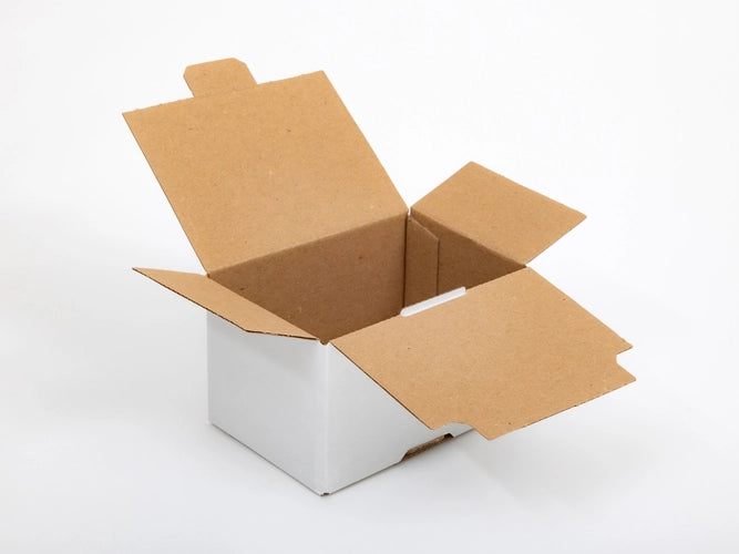 Kartonnen dozen 121x89x73mm binnenzijde enkelgolf E 370g/m2 Wit