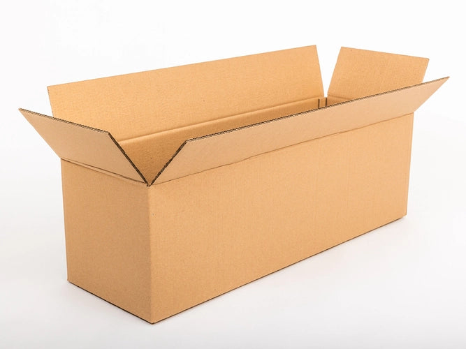 Langwerpige kartonnen doos 900x300x300mm dubbelgolf 560g/m2 bruin