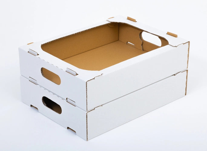 Donutdoos 400x300x85mm binnenmaat enkelgolf B 360g/m2 Wit