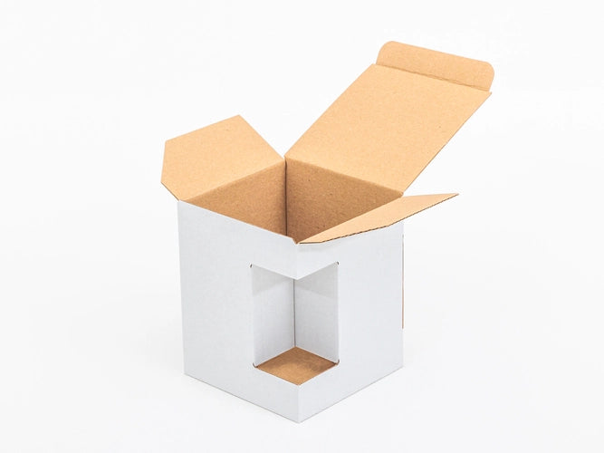 Karton met venster voor mok 400ml 105x105x125mm enkelgolf E 370 g/m² Wit 10 stuks