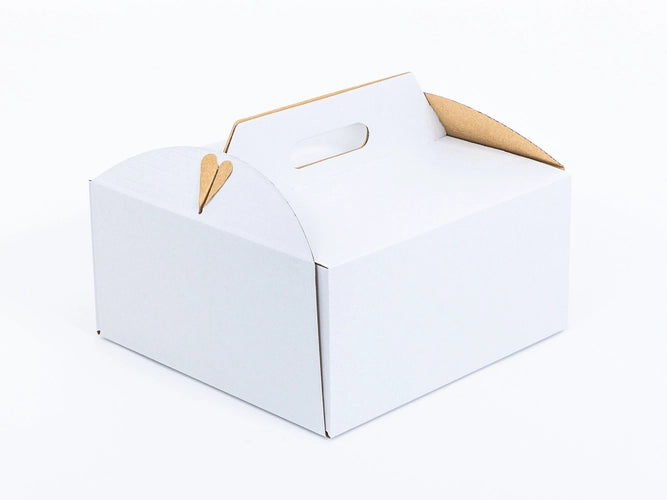 Verpakking voor taarten en gebak 300x300x150mm enkelgolf E 400g/m2 Wit