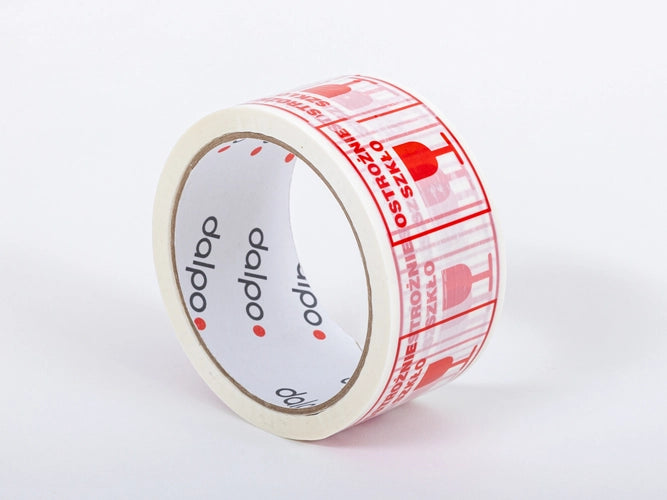 Tape kleef ostrzegawcza met opdruk "Voorzichtig glas" 48/50y (45m) DALPO 6 stuks
