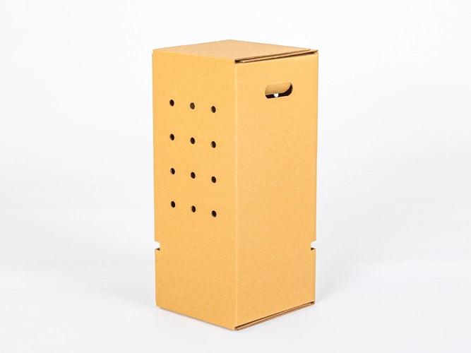 Hoge doos voor verzending planten met gaten en handgrepen 250x250x550mm dubbelgolf EB 580 g/m² Bruin 10 stuks