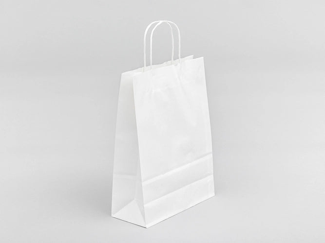 Wit torba papierowa met gedraaide handgreep 240x100x320mm 250 stuks