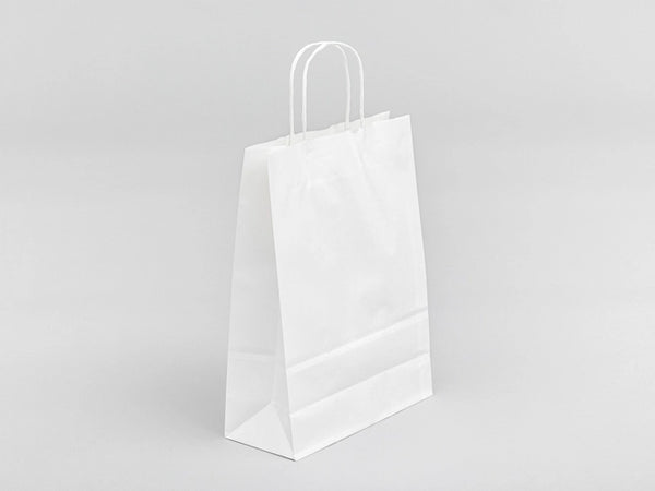 Wit torba papierowa met gedraaide handgreep 240x100x320mm 250 stuks