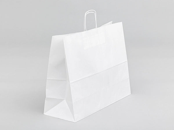 Wit torba papierowa met gedraaide handgreep 500x180x390mm 150 stuks