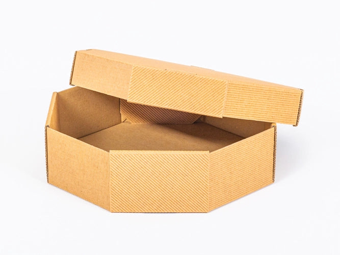 Bruin doos zeshoekige geribbeld met deksel 250x250x70mm 4-laags FE 450 g/m² 10 stuks