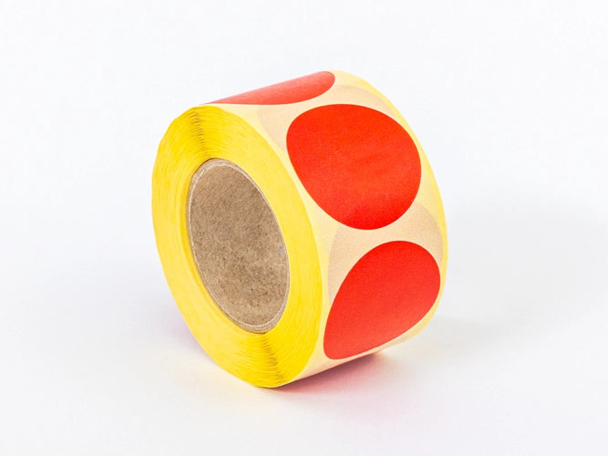 Rood naklejki w rolce Fi 35 mm 500 stuks 1 rol