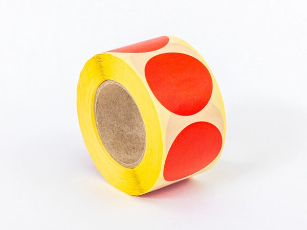 Rood naklejki w rolce Fi 35 mm 500 stuks 1 rol