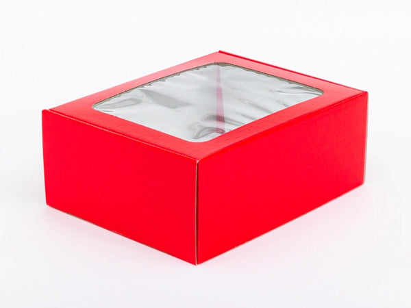 Rood doos decoratief met venster 250x200x100mm enkelgolf E 470 g/m² 1 stuks