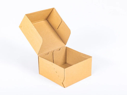 Vouwdoos 150x150x80mm enkelgolfs 370g/m2 bruin