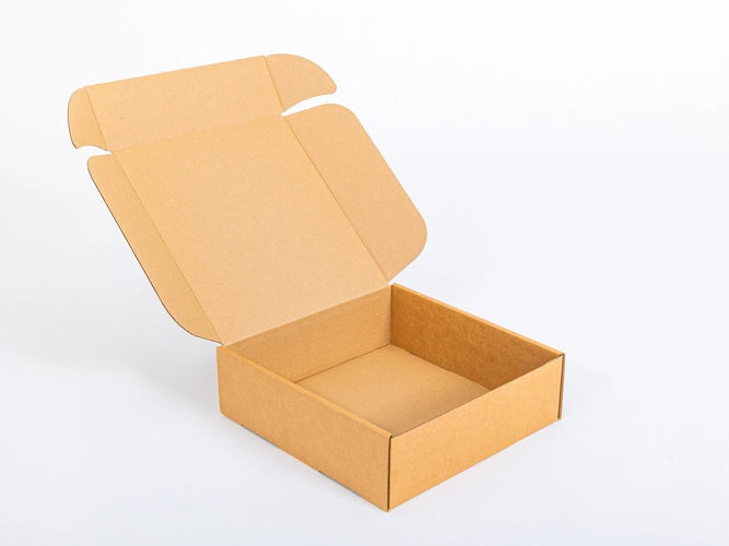 Kartonnen dozen 320x320x100mm enkelgolf B 450g/m2 Bruine kraftliner