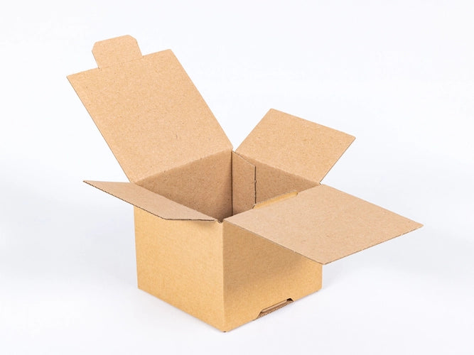 Kartonnen dozen 89x89x73mm binnenzijde enkelgolf E 390g/m2 bruin