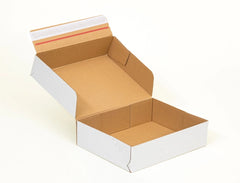 Kartonnen dozen met plakstrip en afscheurstrook 160x120x50mm enkelgolf E 350g/m2 Wit