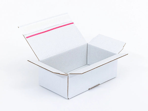 Kartonnen dozen met plakstrip en afscheurstrook 200x120x80mm enkelgolf B 490g/m2 Wit-Wit