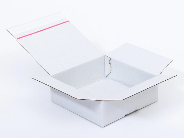 Kartonnen dozen met plakstrip en afscheurstrook 200x200x80mm enkelgolf B 380g/m2 Wit-Wit