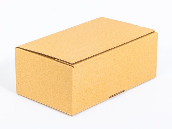 Kartonnen dozen met plakstrip en afscheurstrook 250x150x100mm enkelgolf B 380g/m2 bruin