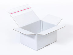 Kartonnen dozen met plakstrip en afscheurstrook 250x200x150mm enkelgolf B 380g/m2 Wit-Wit