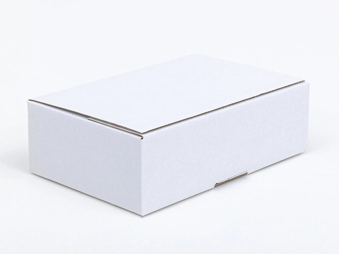 Kartonnen dozen met plakstrip en afscheurstrook 300x200x100mm enkelgolf B 400g/m2 Wit-Wit
