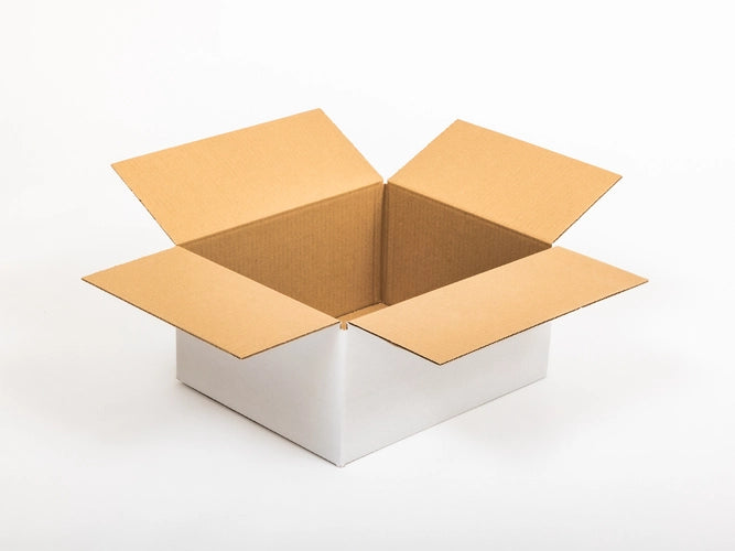 Kartonnen dozen 300x250x150mm enkelgolf B 360g/m2 Wit