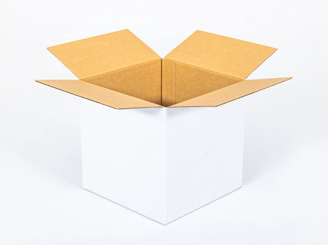 Kartonnen dozen 300x300x300mm enkelgolf B 380g/m2 Wit