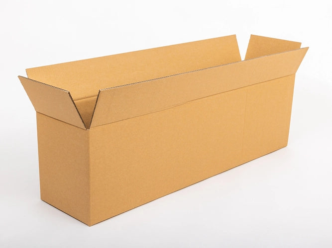 Langwerpige kartonnen doos 900x200x250mm dubbelgolf 560g/m2 bruin