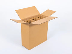 Wijndoos voor 3 flessen met vakverdeling 342x146x368mm dubbelgolf 580g/m2 bruin 1 stuk