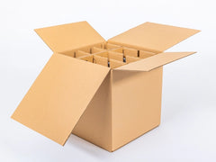 Wijnkist voor 9 flessen met inzetstuk 353x342x370mm dubbelgolf 580g/m2 bruin 1 stuk