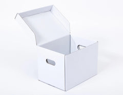 Mappenkarton met handvatten 500x305x325mm enkelgolf B 400g/m2 Wit-Wit