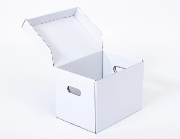 Mappenkarton met handvatten 500x305x325mm enkelgolf B 400g/m2 Wit-Wit