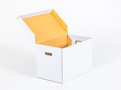 Karton voor ordners met handvatten 500x305x325mm enkelgolf B 440 g/m² Wit 10 stuks