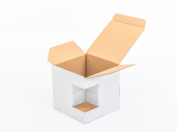 Karton met venster voor mok 330ml 105x105x105mm enkelgolf E 370 g/m² Wit 10 stuks