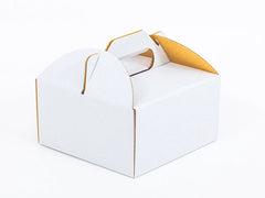 Kartonnen doos met handgreep voor taart en koekjes 150x150x80 mm enkelgolf E 400g/m² Wit 10 stuks