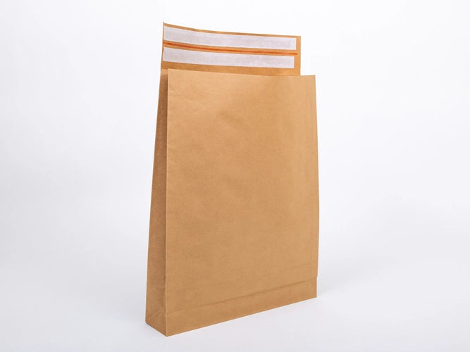 E-commerce envelopes with block bottom, brown, BONG, 570x450x100+100mm