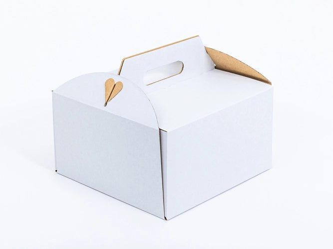 Verpakking voor taarten en gebak 260x260x150mm enkelgolf E 400g/m2 Wit