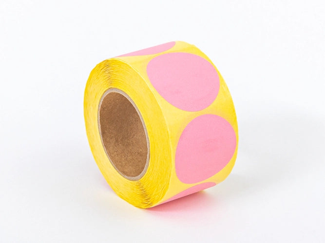 Roze ronde naklejki w rolce Fi 35 mm 500 stuks1 rol