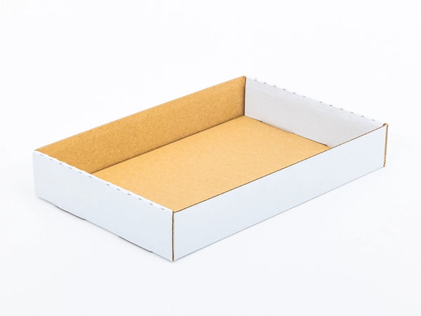 Kartonnen schaaltje voor donuts, ciasteczka en taarten 310x210x50mm enkelgolf B 430 g/m² Wit 10 stuks