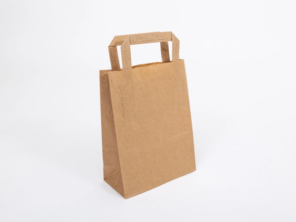 Papieren tas met plat handvat 180x80x230mm Bruin
