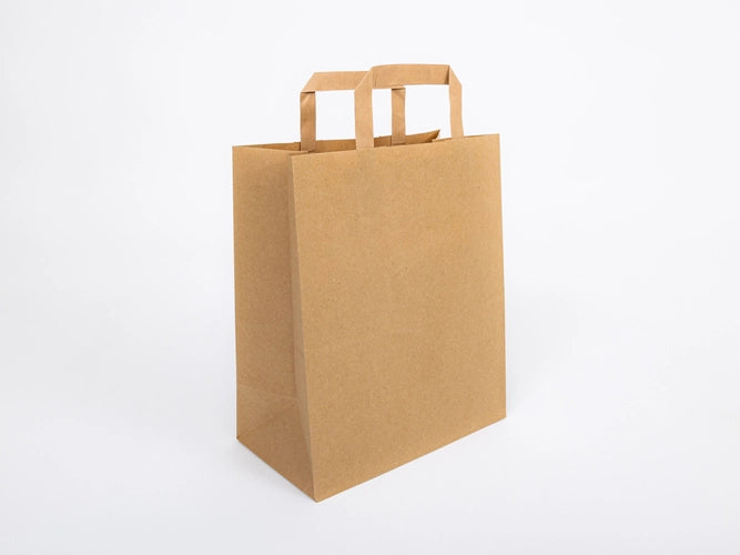 Papieren tas met plat handvat 260x140x300mm Bruin