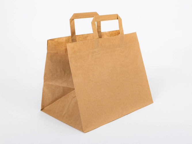 Papieren tas met plat handvat 320x220x245mm Bruin