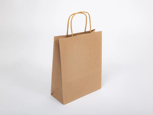 Papieren tas met gedraaide handgreep 180x80x225mm Bruin