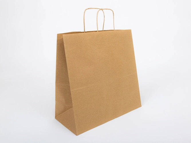 Papieren tas met gedraaide handgreep 500x180x390mm Bruin