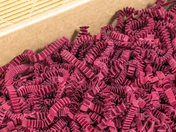 ZigZag Delux milieuvriendelijk decoratief papier voor het opvullen van pakketten met snippers, bordeauxrood - 1 kg doos, set van 4