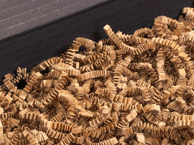ZigZag Delux milieuvriendelijke papieren pakketvuller met decoratieve snippers, naturel/bruin - doos van 1 kg, set van 4