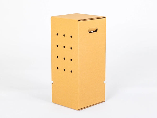 Hoge doos voor verzending planten met gaten en handgrepen 250x250x550mm dubbelgolf EB 580 g/m² Bruin 10 stuks